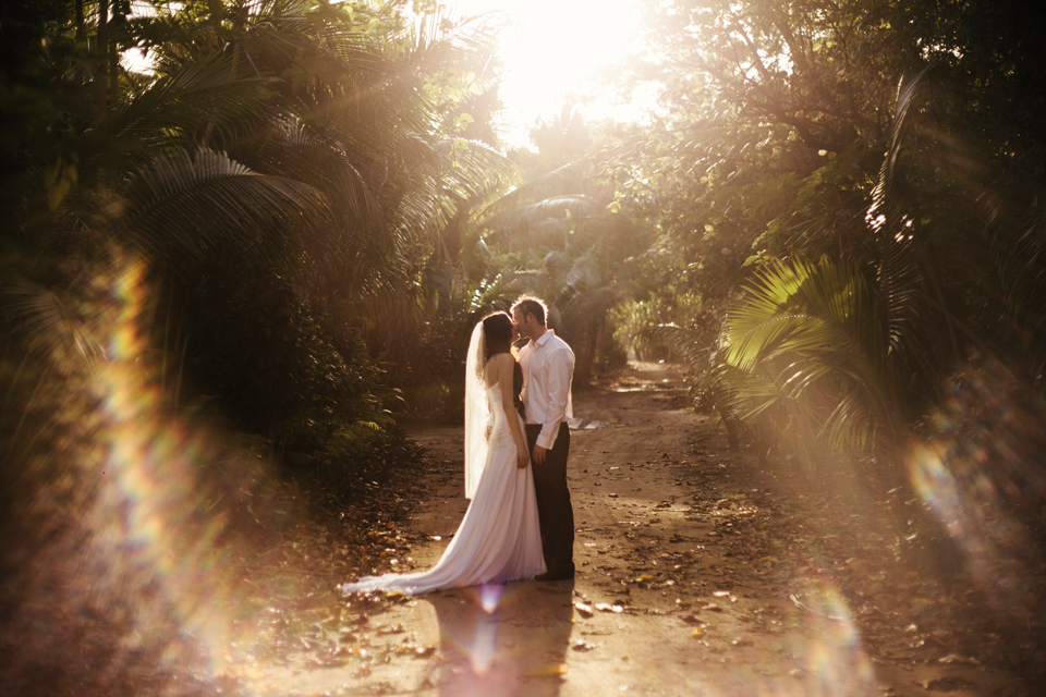 Fiji Wedding Photographer Mamnuca Islands Jungle Sunset Bride and Groom