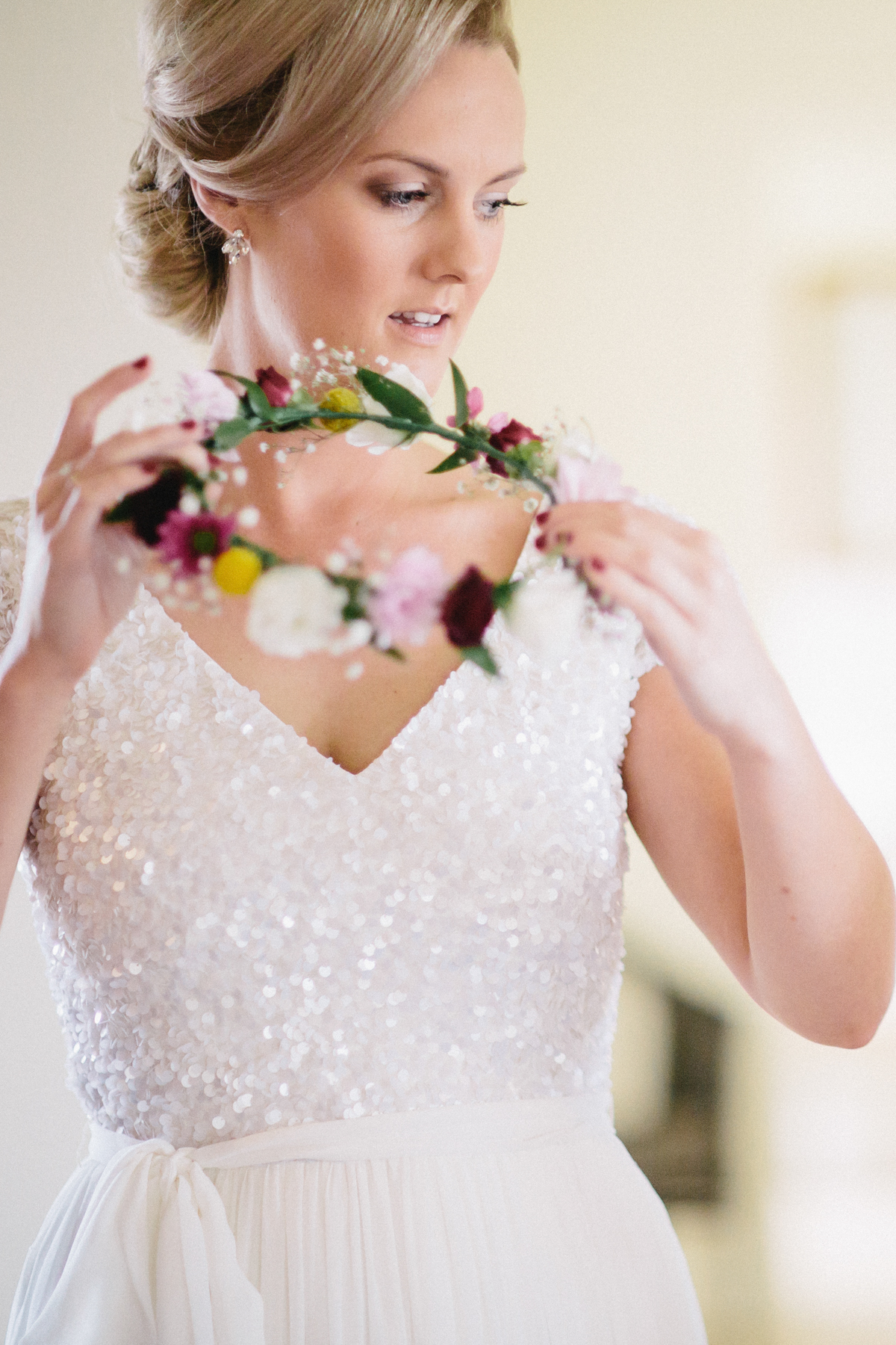 bride with flower crowns Martinborough Brackenridge Estate wedding 